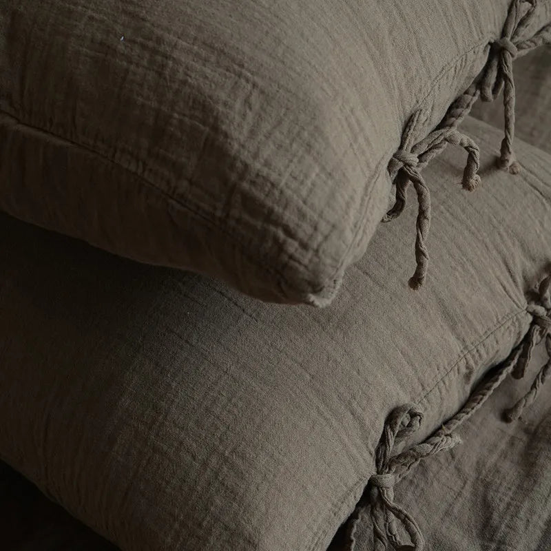 Grey 600TC Cotton Twill Wrinkled Yarn Bedding Set available in King, Queen, Double, Twin and Family sizes