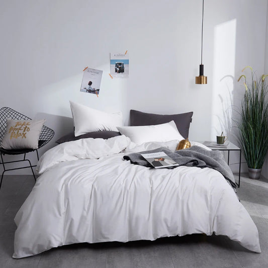 THL1044 Elegant Comfort and Classic Style Silky Soft Pure Egyptian Cotton Solid Color Bedding Set (F)