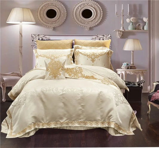 THL1055 Juego de cama de satén de algodón de lujo elegante y sofisticado para máxima comodidad