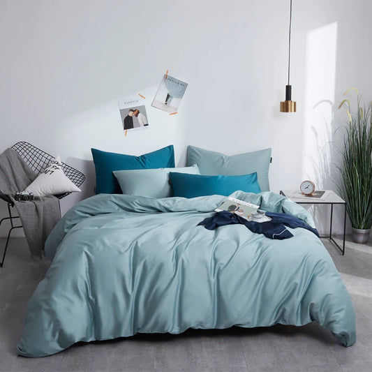 THL1044 Elegant Comfort and Classic Style Silky Soft Pure Egyptian Cotton Solid Color Bedding Set (E)