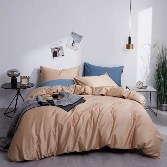 THL1045 Elegant Comfort and Classic Style Silky Soft Pure Egyptian Cotton Solid Color Bedding Set (B)