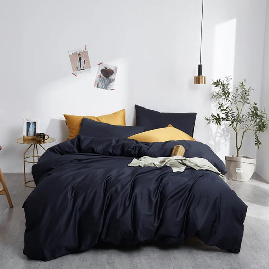 THL1044 Elegant Comfort and Classic Style Silky Soft Pure Egyptian Cotton Solid Color Bedding Set (D)