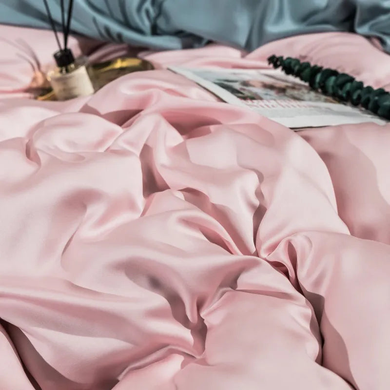 600TC Solid Color 100% Bamboo Fiber Bedding Set - Pink