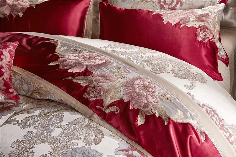 THL1055 Juego de cama de satén de algodón de lujo elegante y sofisticado para máxima comodidad