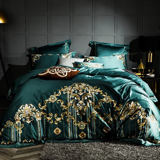 THL1058 Juego de cama de algodón egipcio de lujo Juego de cama con bordado elegante