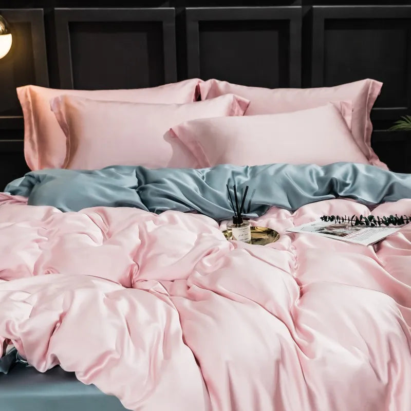 600TC Solid Color 100% Bamboo Fiber Bedding Set - Pink
