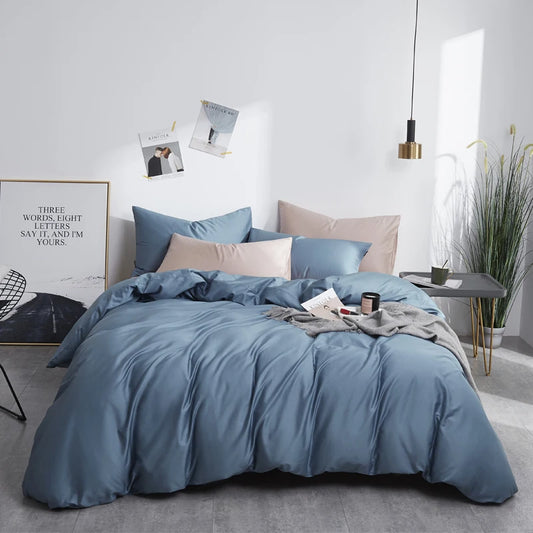 THL1044 Elegant Comfort and Classic Style Silky Soft Pure Egyptian Cotton Solid Color Bedding Set (C)