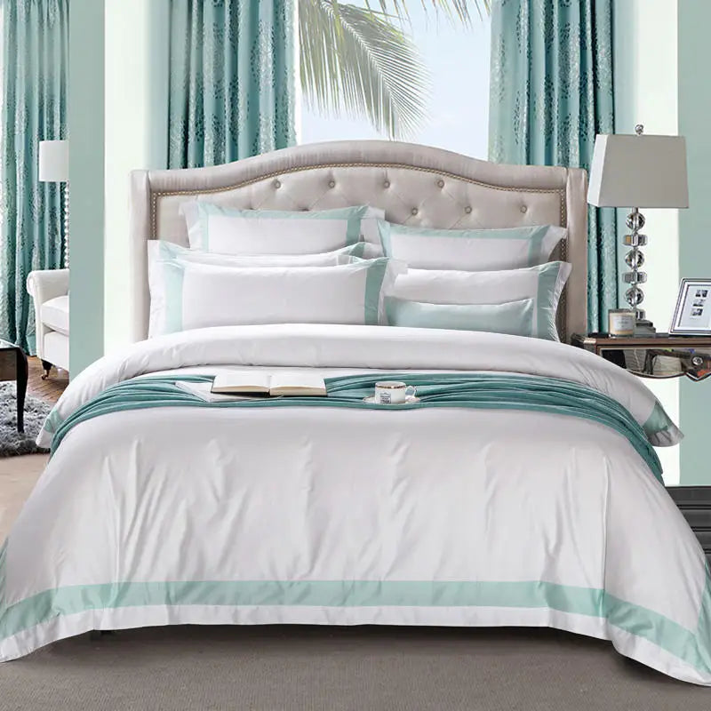 Hotel quality bedding 600TC Premium Cotton Hotel White Bedsheet Set - Sky