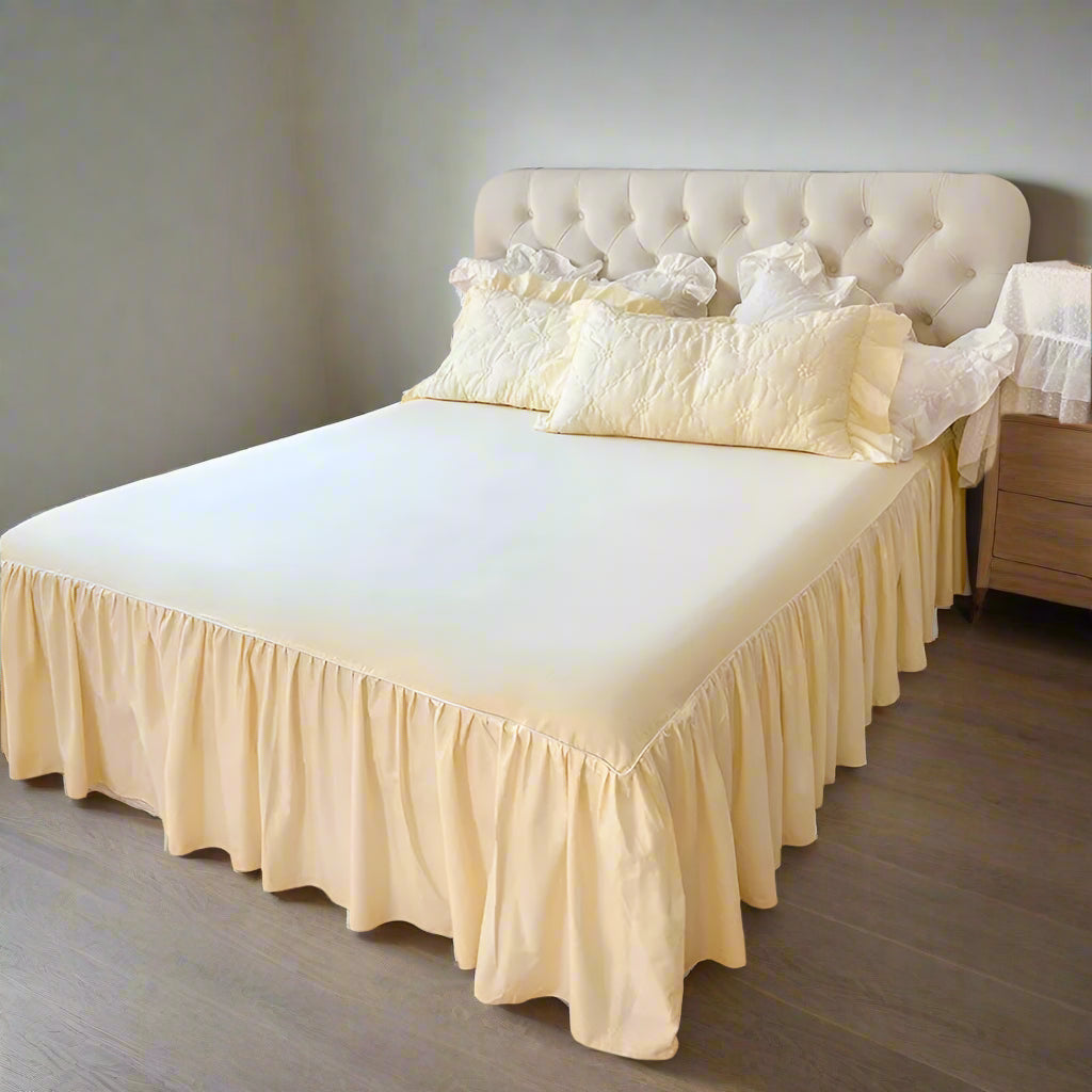 Hotel quality bedding Pinch Pleated Cotton Duvet Cover Set in Butter Yellow | Queen & King