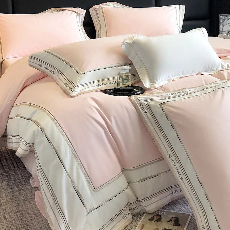King size Light Pink 1000TC Brushed Cotton Frame Duvet Cover Set