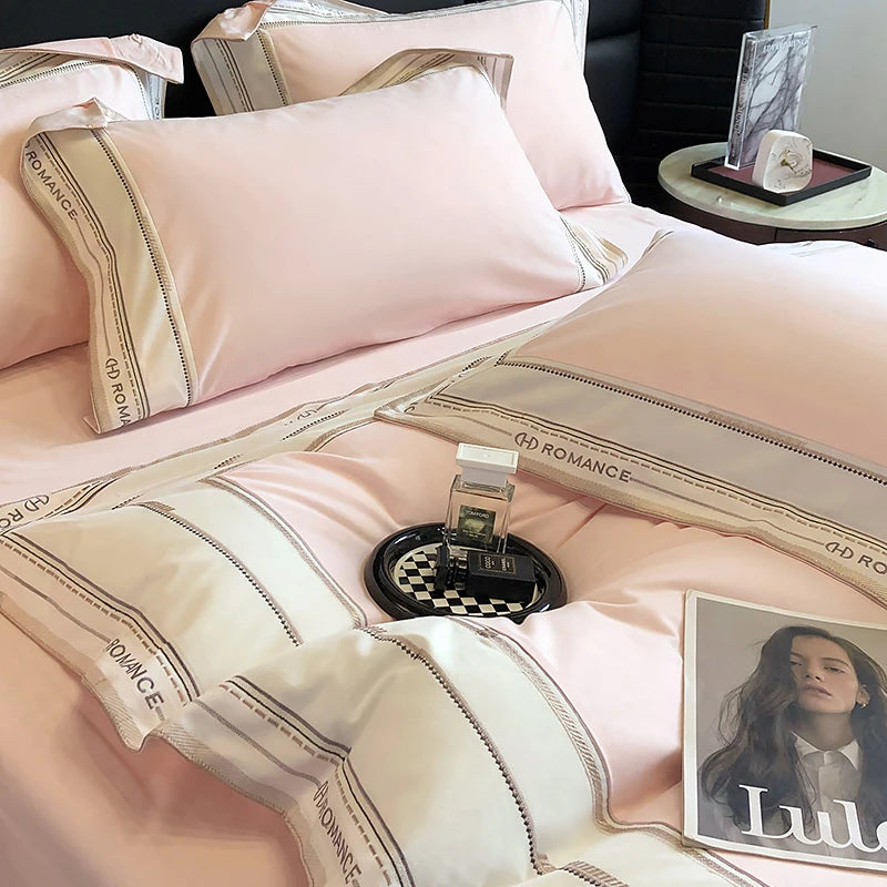 Light Pink 1000TC Brushed Cotton Frame Bedding Set comes with flat or fitted sheets