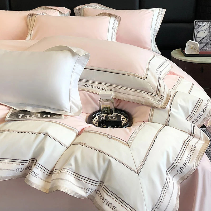 Light Pink 1000TC Brushed Cotton Frame Duvet Cover Set