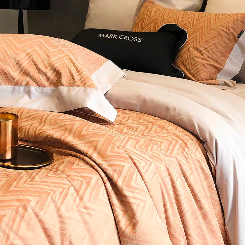 Luxury Tan Ripple Velvet Fluffy Bedding Set 4Pcs includes flat or fitted sheets, duvet cover and pillowcases