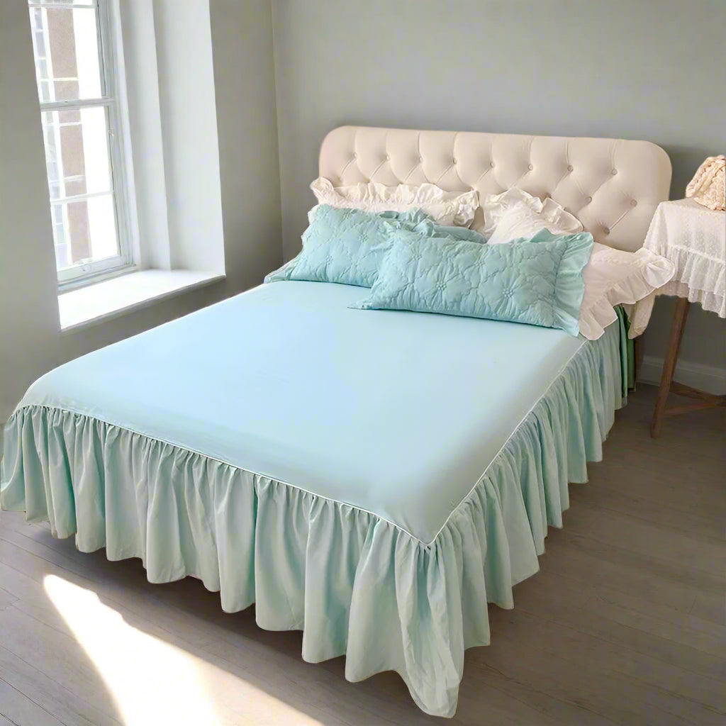 Luxury bedding Pinch Pleated Cotton Duvet Cover Set in Sky | Queen & King