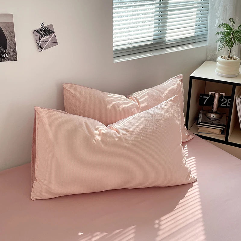 Luxury bedding Seersucker 3-Piece Duvet Cover Set – Microfiber - Pink