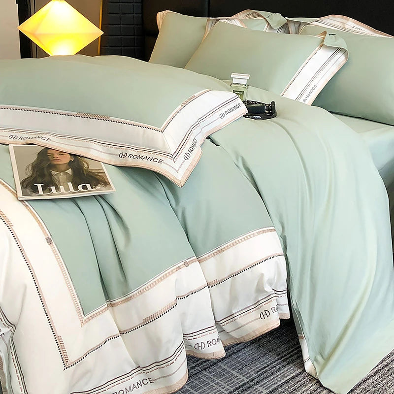 Olive 1000TC Brushed Cotton Frame Bedding Set with flat or fitted sheet