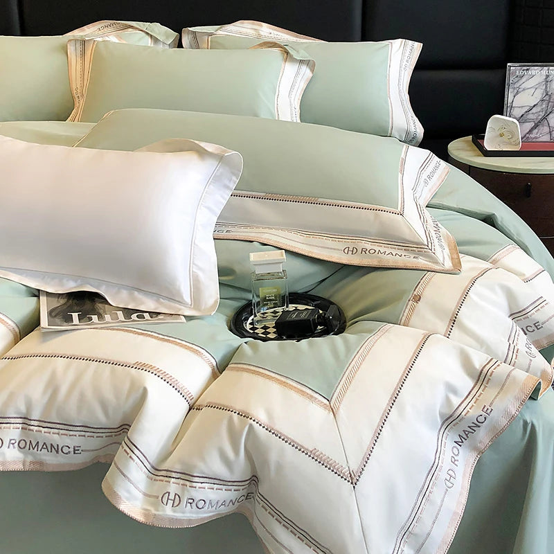 Olive King size 1000TC Brushed Cotton Frame Duvet Cover Set