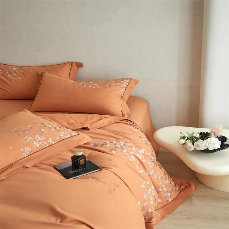 Peach Double size bed Luxury 800TC Cotton Duvet Cover Set – Soft Brushed Bedding Set