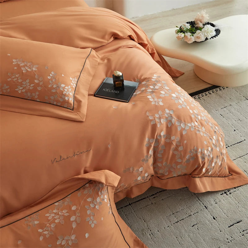 Peach King size bed Luxury 800TC Cotton Duvet Cover Set – Soft Brushed Bedding Set
