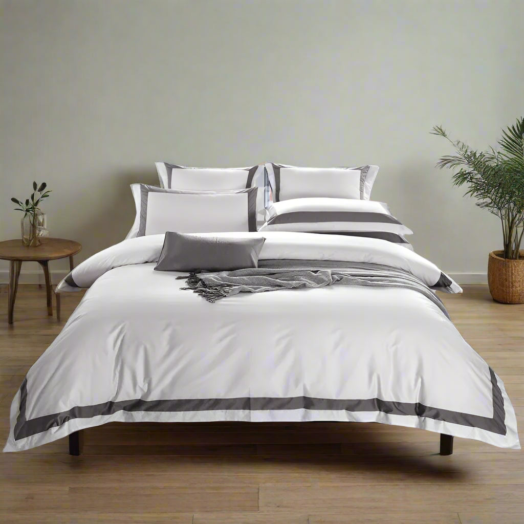 Premium bedding collections 600TC Premium Cotton Hotel White Bedsheet Set - Gray
