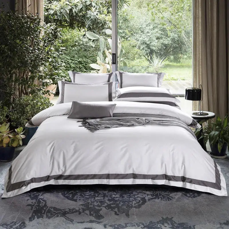 Premium bedding collections 600TC Premium Cotton Hotel White Bedsheet Set - Gray