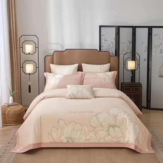 Egyptian Cotton Bedding Set Oriental Classical Embroidery Duvet Cover with Patchwork