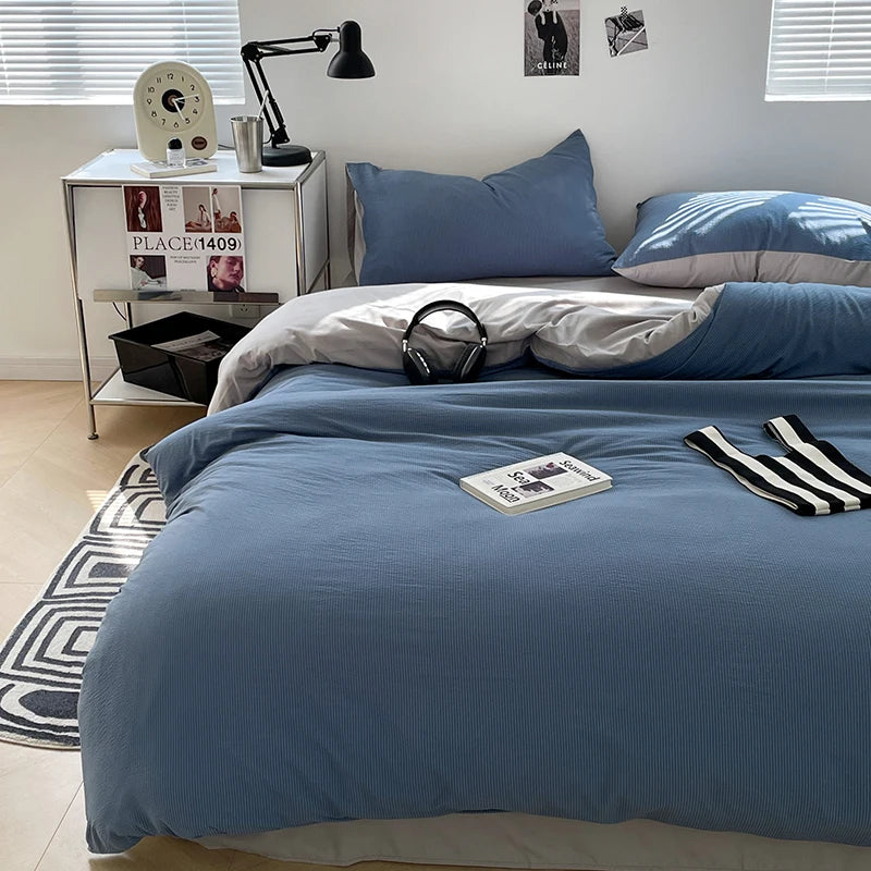 THL1036 Ultra Soft Brushed Microfiber Seersucker Comfortable Lightweight Duvet Cover (G)