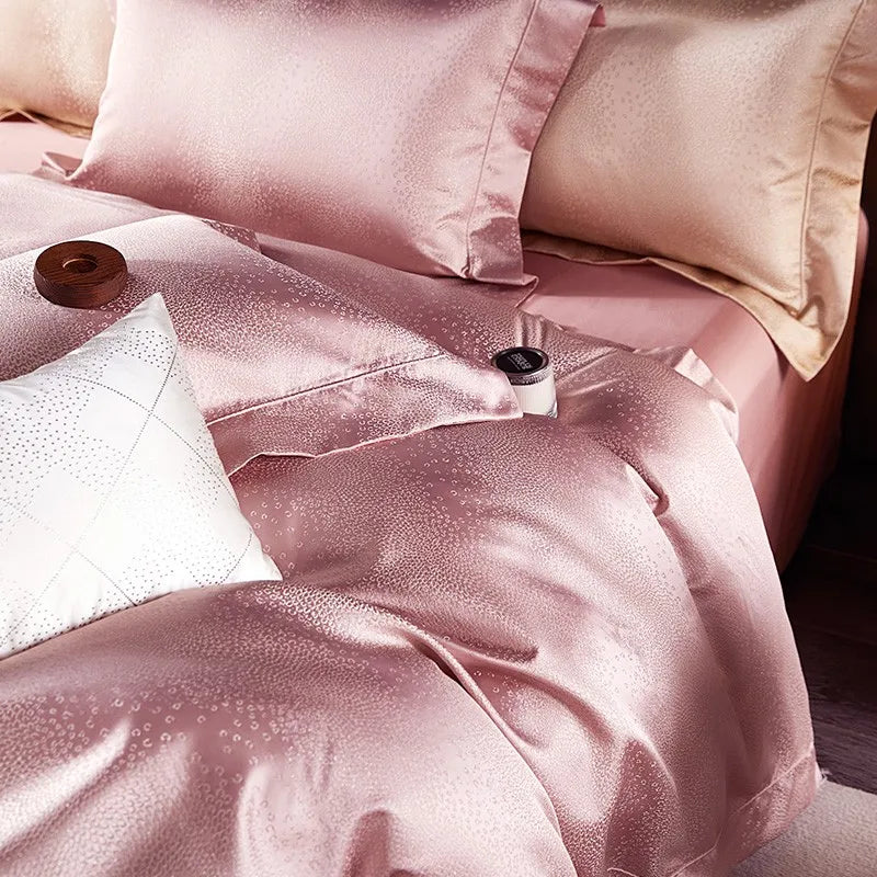 THL1053 Egyptian Cotton Luxury Silk-Like Bedding Comforter & Bed Sheet (E)