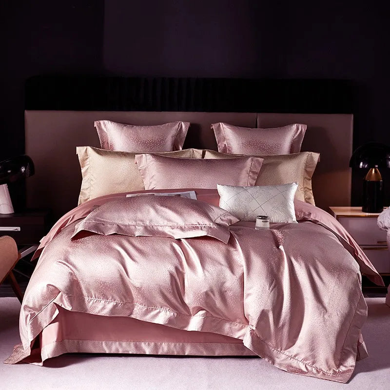 THL1053 Egyptian Cotton Luxury Silk-Like Bedding Comforter & Bed Sheet (E)