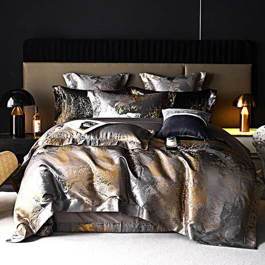 THL1053 Egyptian Cotton Luxury Silk-Like Bedding Comforter & Bed Sheet (B)