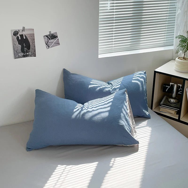 THL1036 Ultra Soft Brushed Microfiber Seersucker Comfortable Lightweight Duvet Cover (G)