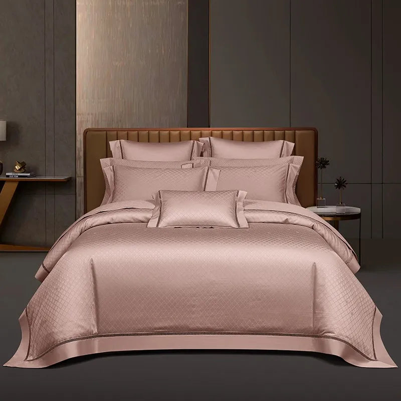 THL1057 Parure de lit en coton égyptien doux et soyeux en jacquard ondulé, élégance texturée bohème pour un confort ultime