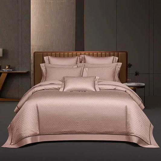 THL1057 Ropa de cama de algodón egipcio suave y sedoso con diseño de ondas en jacquard, con textura bohemia y elegancia para una comodidad máxima