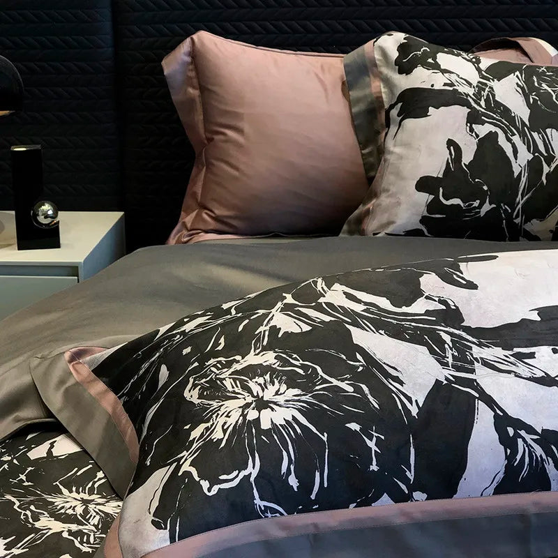 600TC Cooling Bamboo Lyocell Silky Duvet Set - Black