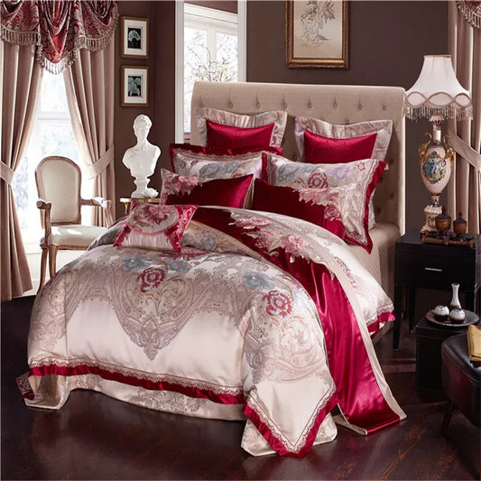 THL1055 Juego de cama de satén de algodón de lujo elegante y sofisticado para máxima comodidad