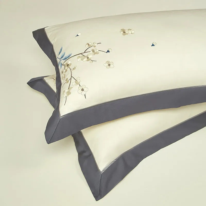 Parure de lit en coton égyptien THL1132 avec housse de couette et broderie classique orientale et patchwork