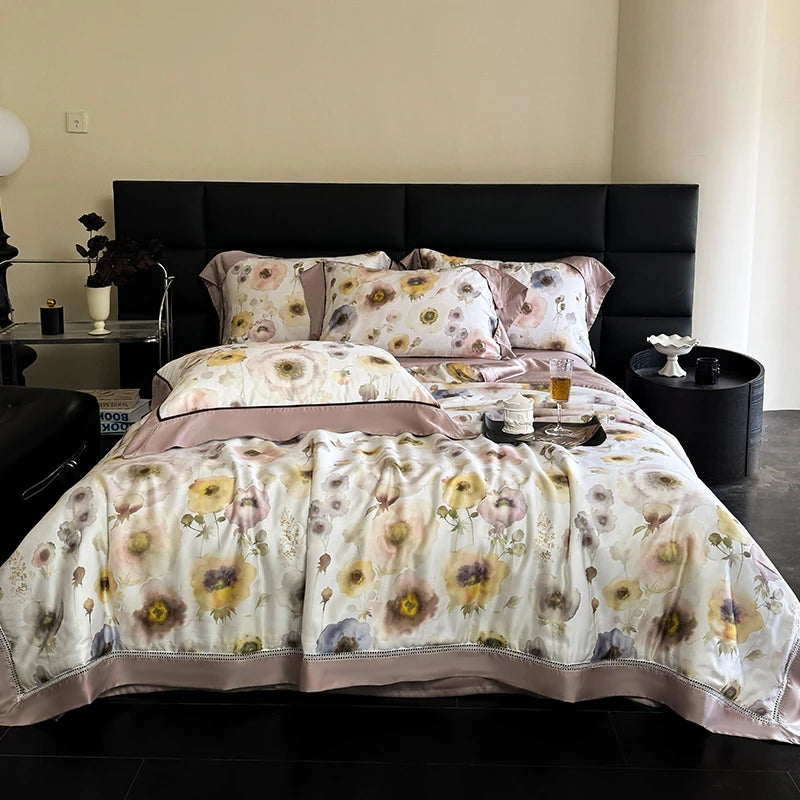 600TC Eucalyptus Bamboo Cooling 4Pcs Bedding Set - Light Brown