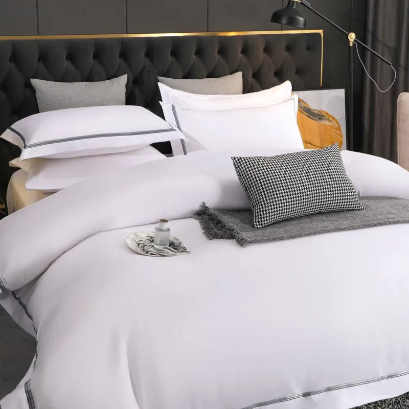 White Brushed Soft 800TC Hotel Bedding Set 4Pcs