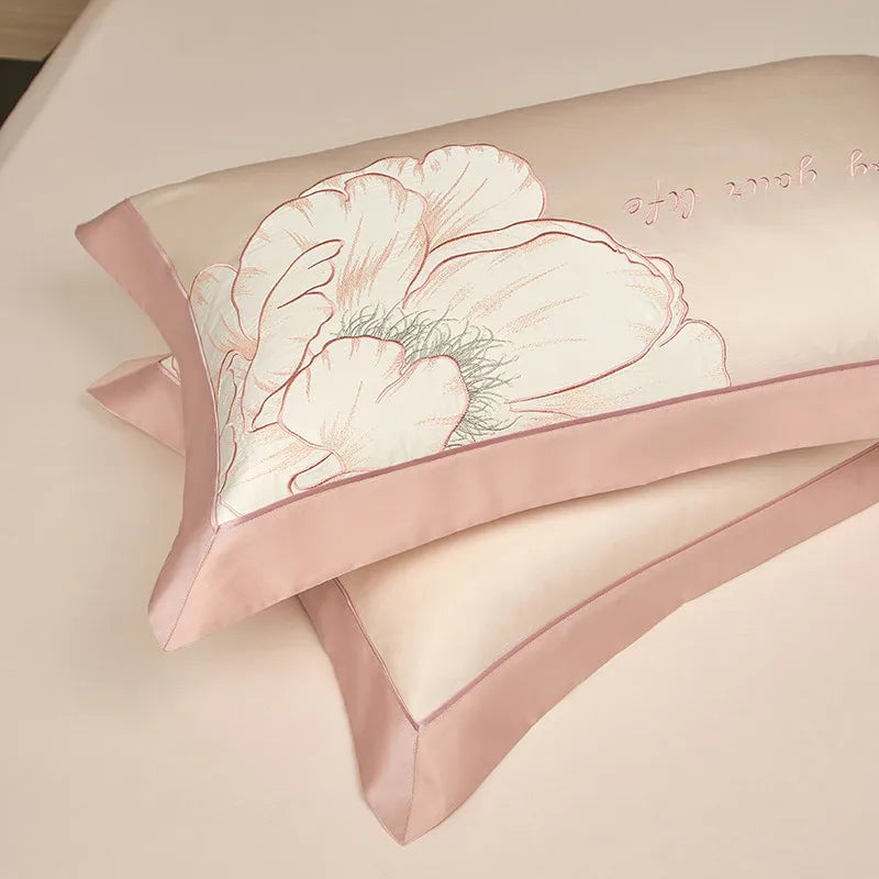 Parure de lit en coton égyptien THL1132 avec housse de couette et broderie classique orientale et patchwork