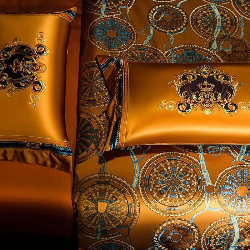 Parure de lit de luxe chic dorée THL1052, couvre-lit californien en jacquard de haute qualité