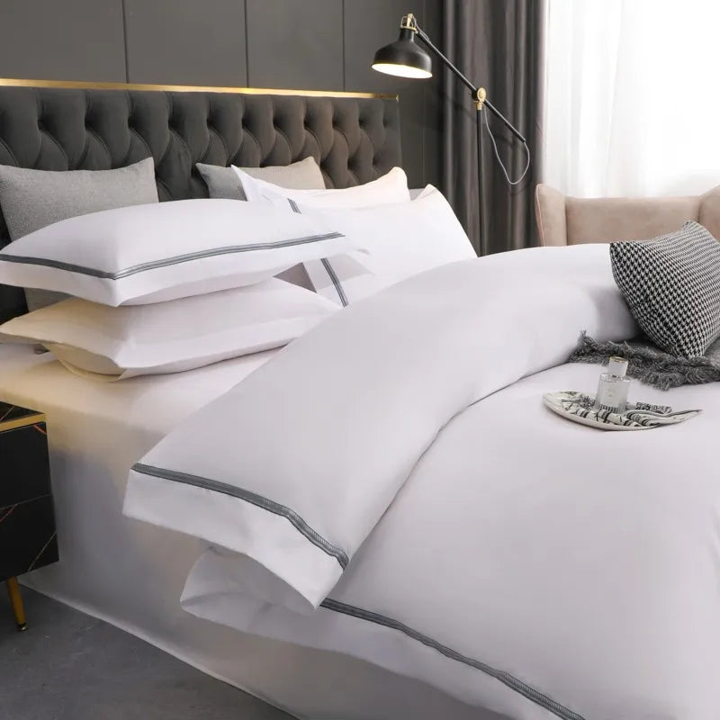 White Brushed Soft 800TC Hotel Bedding Set 4Pcs