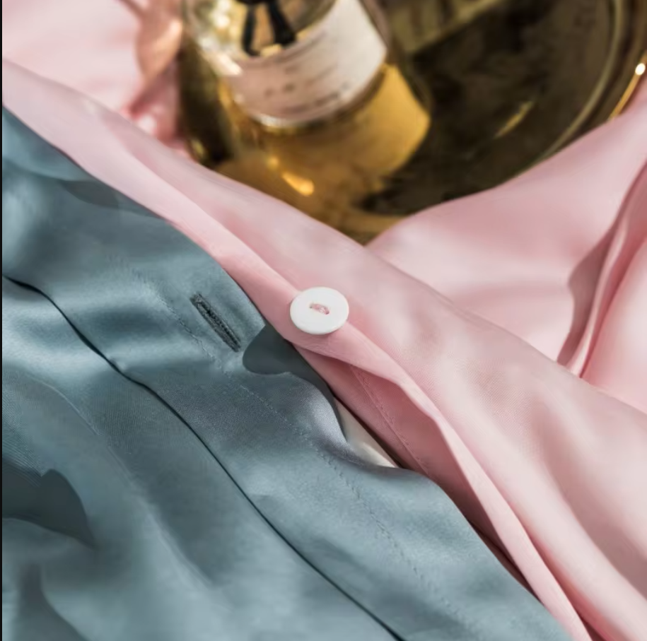 Satin Bedding Solid Color 100% Bamboo Fiber Bedding Set - Pink