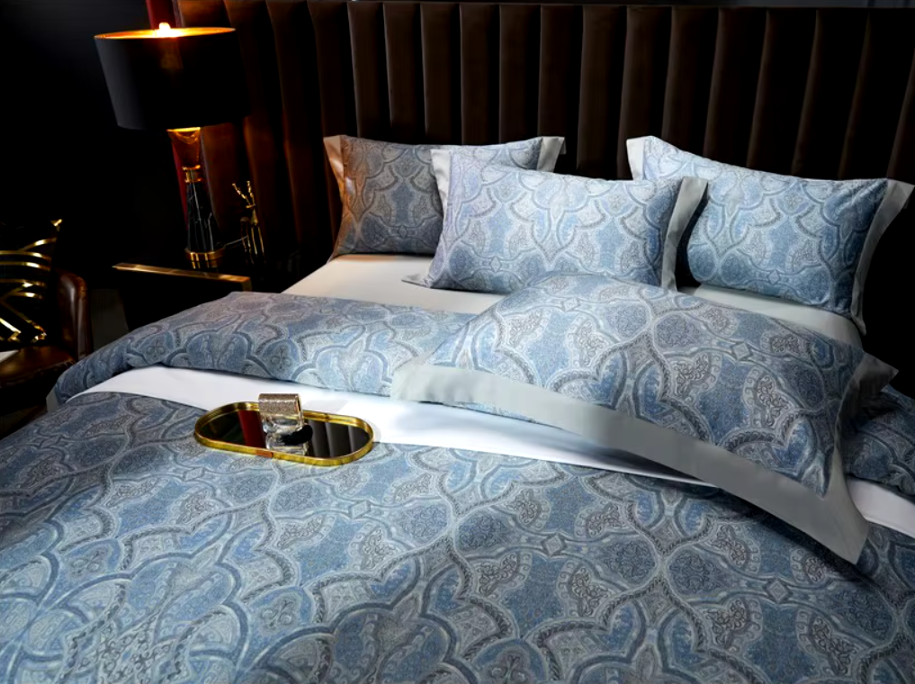 THL1042 Juego de funda nórdica estilo bohemio vintage, ropa de cama suave de algodón egipcio de lujo con sábanas elegantes