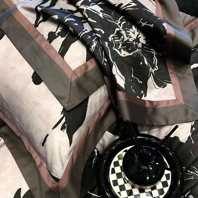 600TC Cooling Bamboo Lyocell Silky Duvet Set - Black