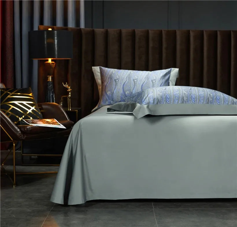 1000TC Egyptian Cotton Vintage 4Pcs Bedding Set - Powder Blue