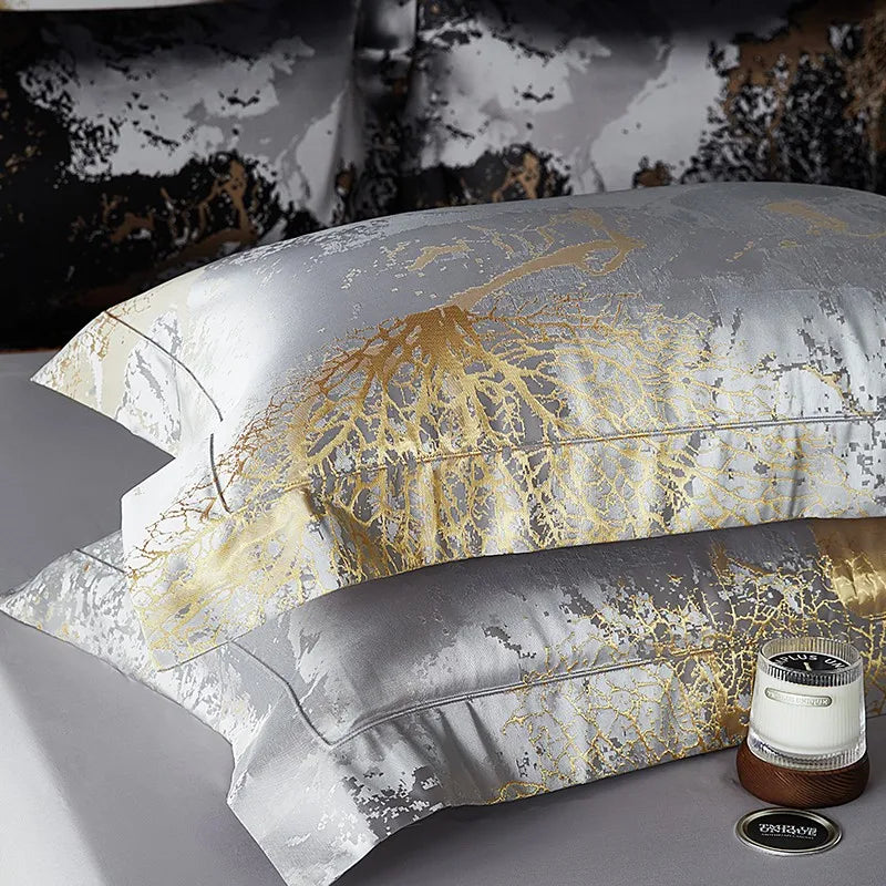 THL1053 Egyptian Cotton Luxury Silk-Like Bedding Comforter & Bed Sheet (C)