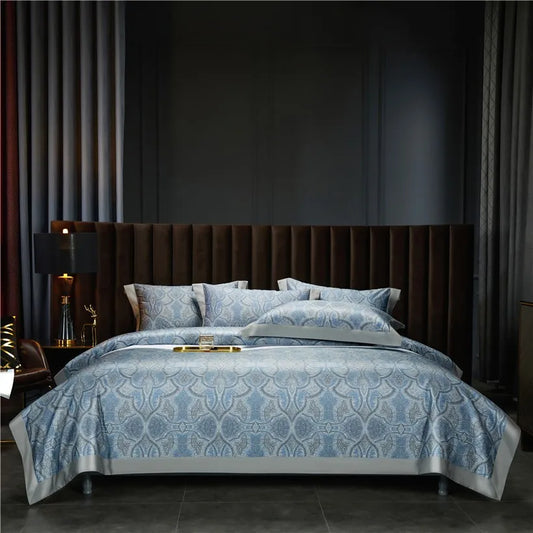 THL1042 Juego de funda nórdica estilo bohemio vintage, ropa de cama suave de algodón egipcio de lujo con sábanas elegantes