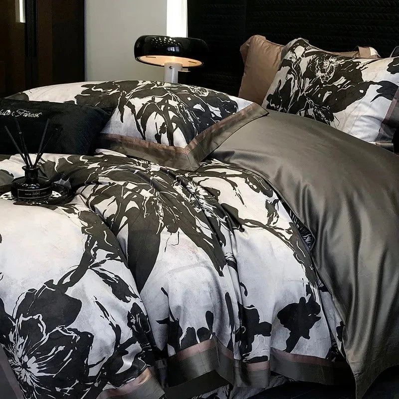 600TC Cooling Bamboo Lyocell Silky Duvet Set - Black