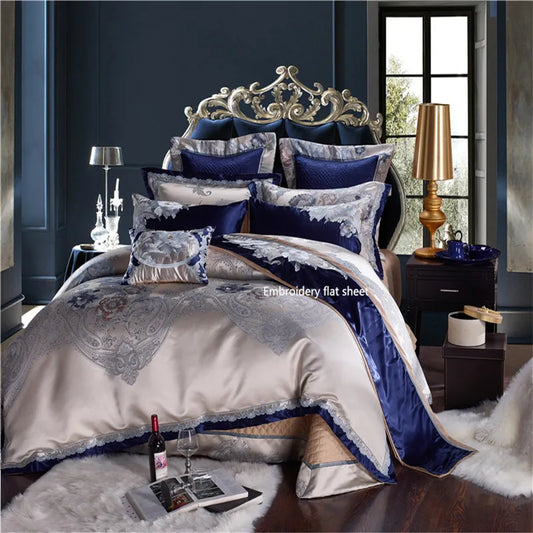THL1055 Juego de cama de satén de algodón de lujo elegante y sofisticado para máxima comodidad