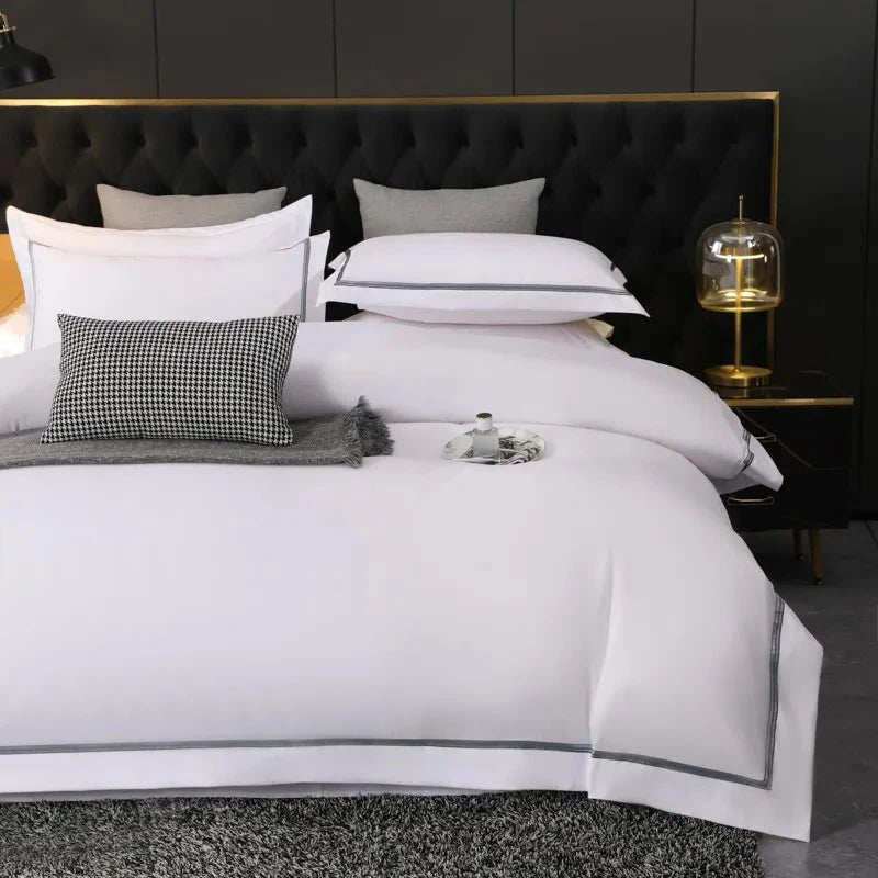 White Brushed Soft 800TC Hotel Bedding Set 4Pcs